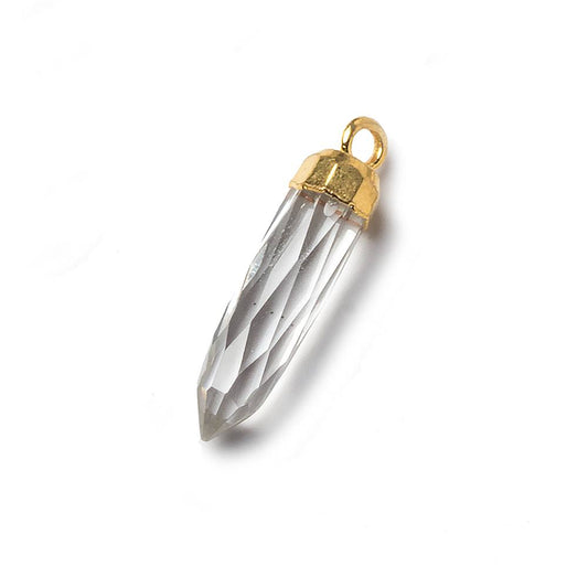 22x6mm Gold Leafed Crystal Quartz Spike Pendants 1 piece