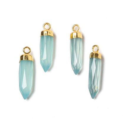 22x6mm Gold Leafed Sky Blue Chalcedony Spike Pendants 1 piece