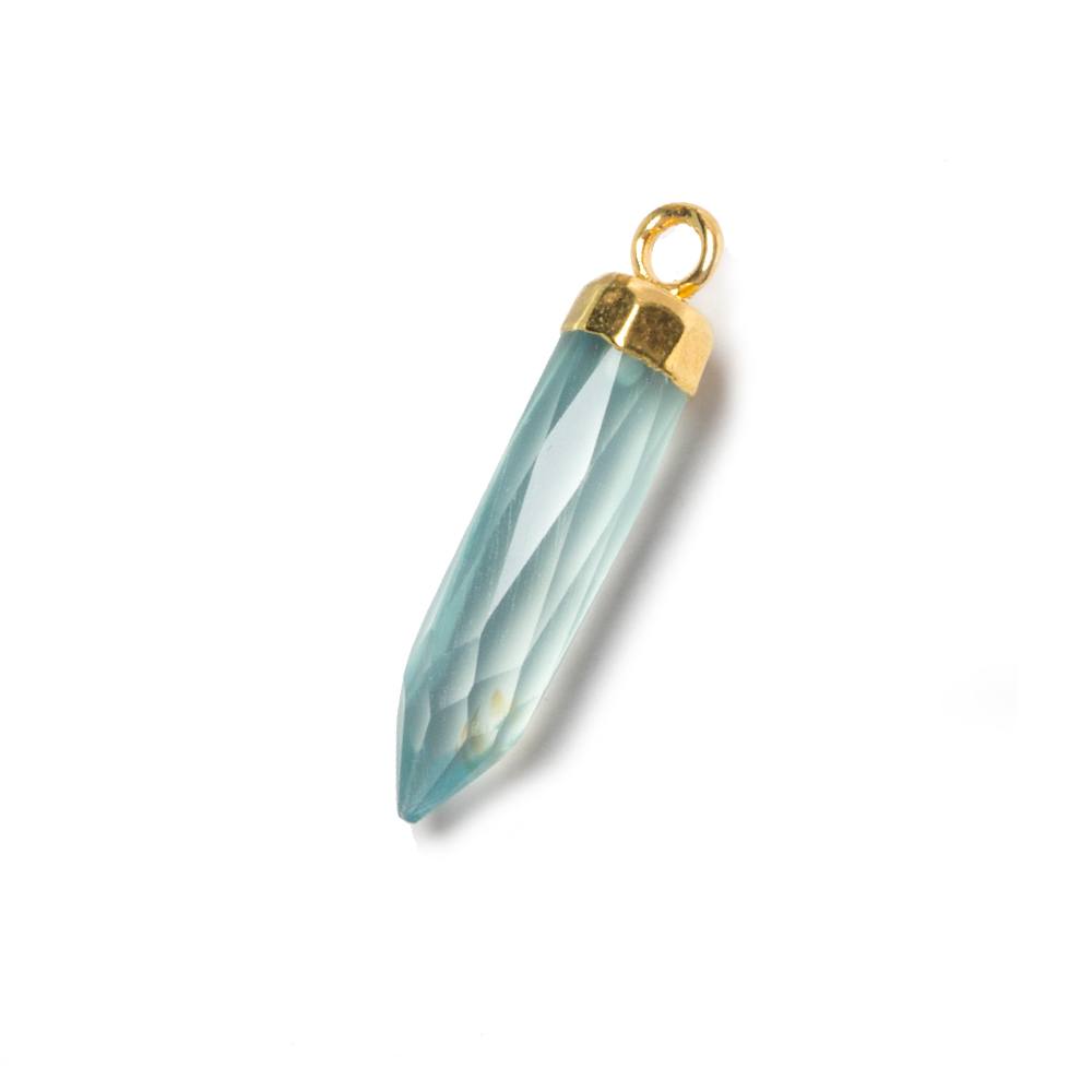22x6mm Gold Leafed Sky Blue Chalcedony Spike Pendants 1 piece