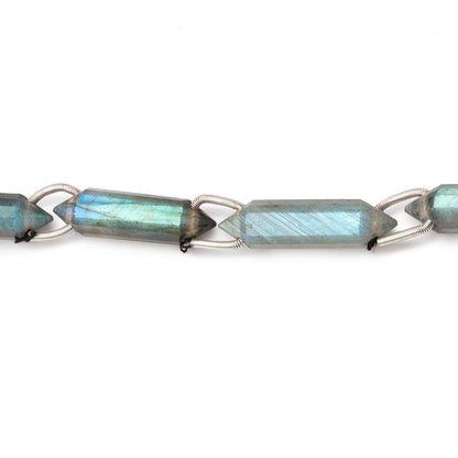 22x6mm Labradorite Double Terminated Point with Double Drill Holes 7 inch 8 Beads