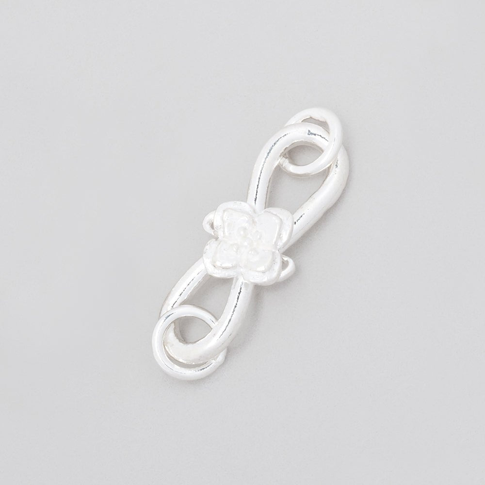 22x8mm Sterling Silver S Hook with Flower 1 piece