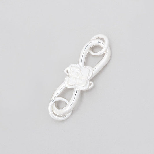 22x8mm Sterling Silver S Hook with Flower 1 piece
