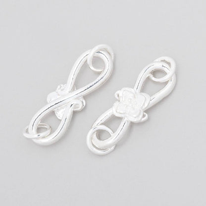 22x8mm Sterling Silver S Hook with Flower 1 piece
