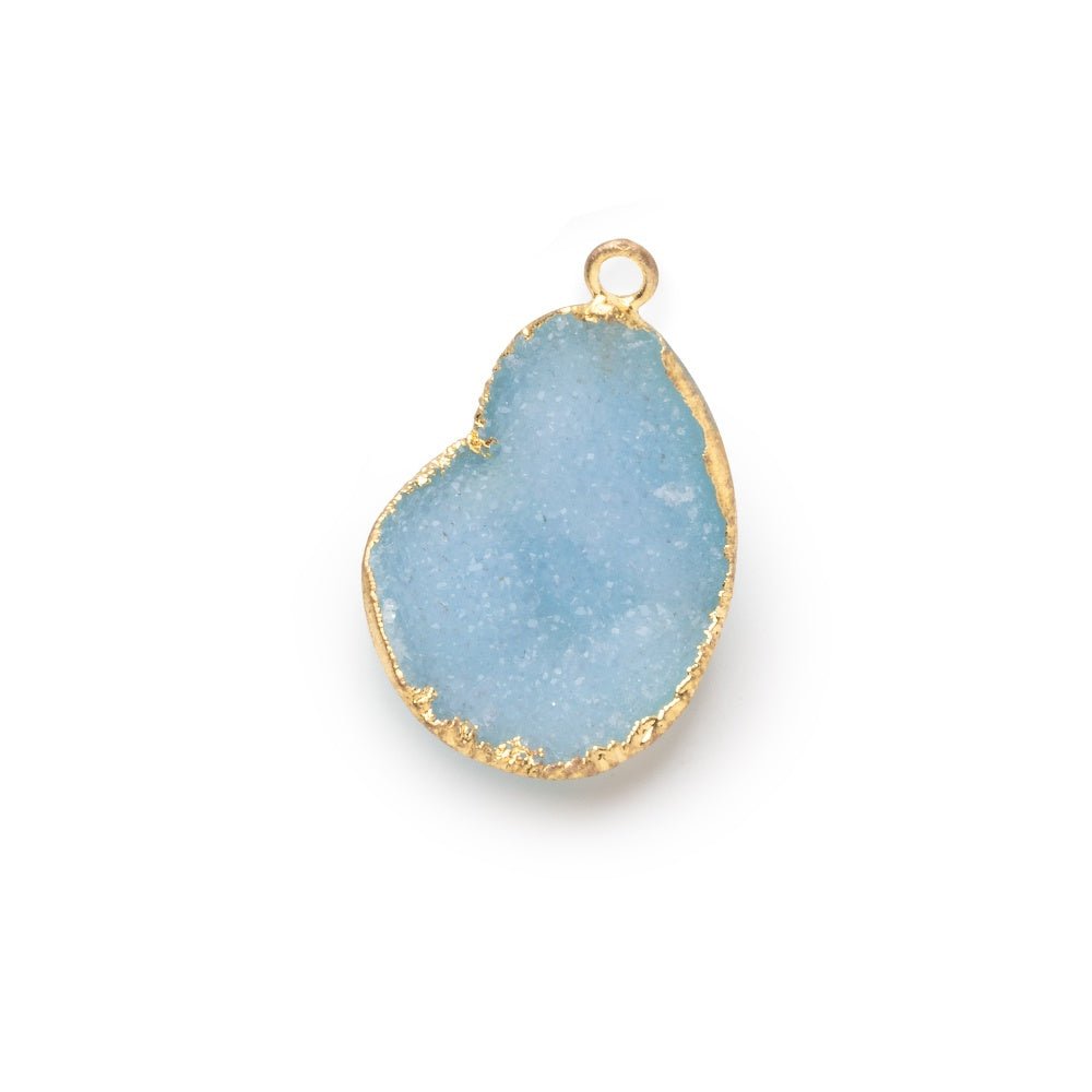 23-24mm Gold Leafed Santorini Blue Concave Drusy Pendant 1 focal piece