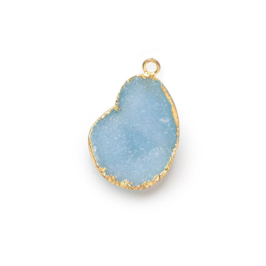 23-24mm Gold Leafed Santorini Blue Concave Drusy Pendant 1 focal piece