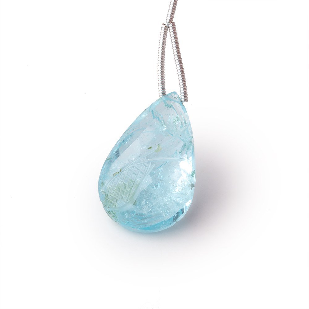 23-25mm Sky Blue Topaz Hand Carved Pear Focal 1 Bead