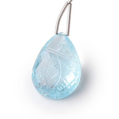 23-25mm Sky Blue Topaz Hand Carved Pear Focal Bead 1 piece