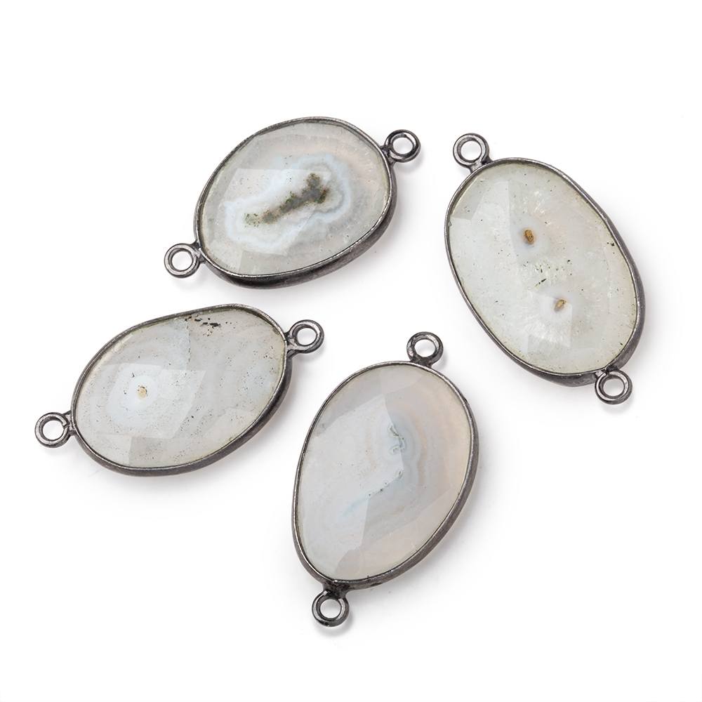 23-26mm Black Gold Bezel Solar Quartz Faceted Nugget Connector 1 piece