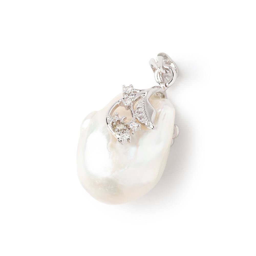 23.5x17mm White Ultra Baroque .925 Silver Pendant Focal 1 piece