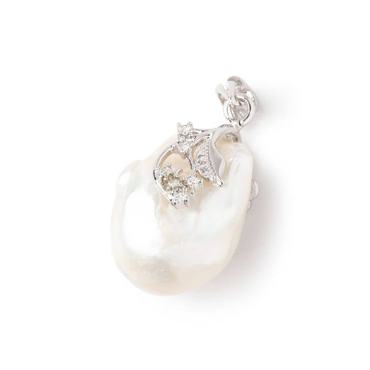 23.5x17mm White Ultra Baroque .925 Silver Pendant Focal 1 piece