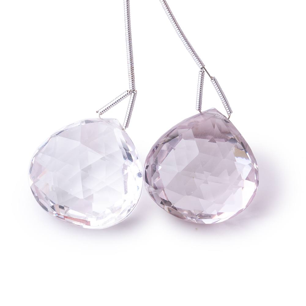 23.5x23.5mm Pink Amethyst Faceted Heart Focal Set of 2 Beads