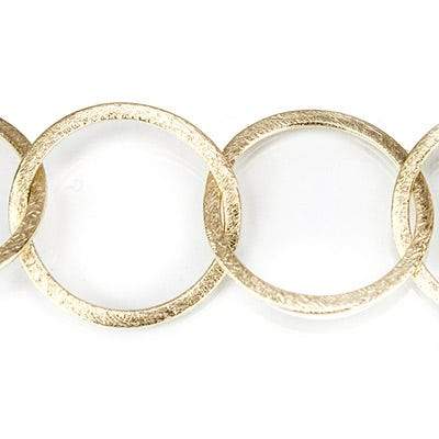 23mm 14kt Gold plated Brushed Round Link Chain by the foot