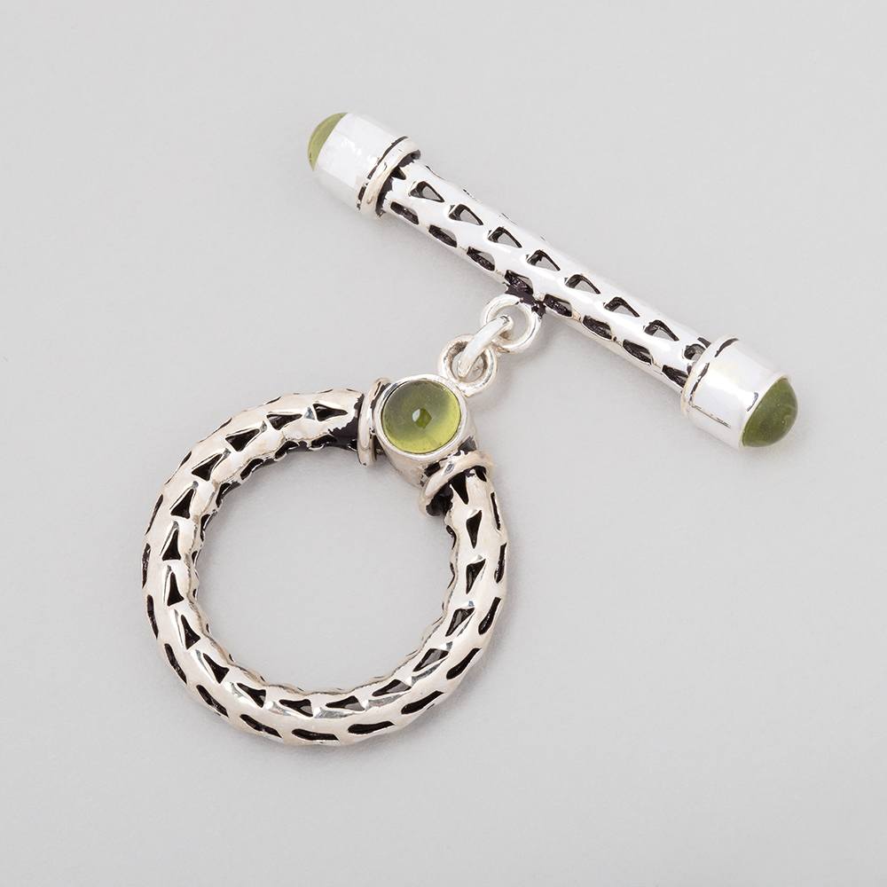 23mm Antiqued Sterling Silver Peridot Filigree Toggle 1 piece