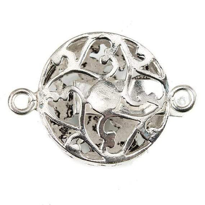 23mm Antiqued Sterling Silver plated Box Clasp Floral Design 1 piece