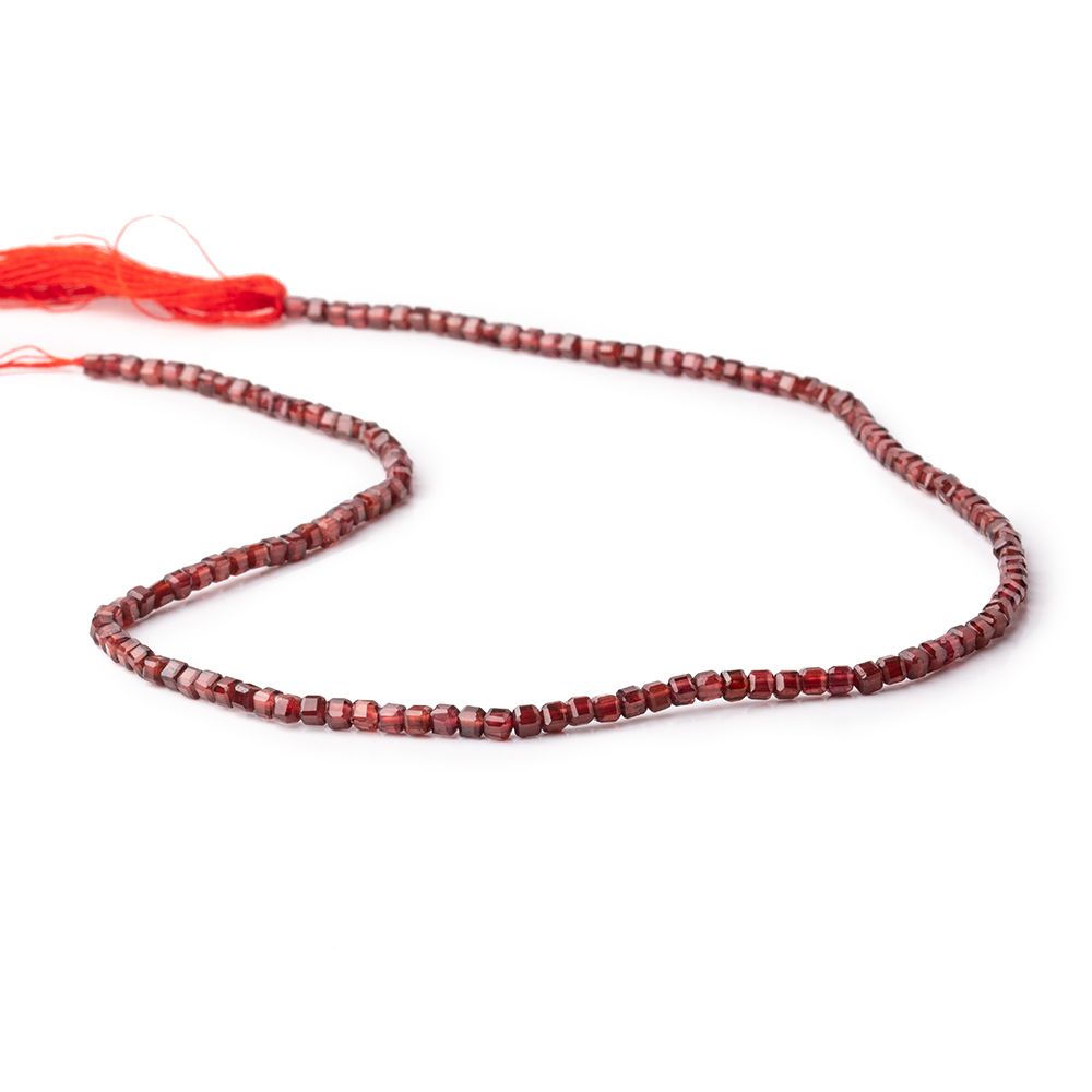 2.3mm Garnet Micro Faceted Cube Beads 12.5 inch 142 pieces