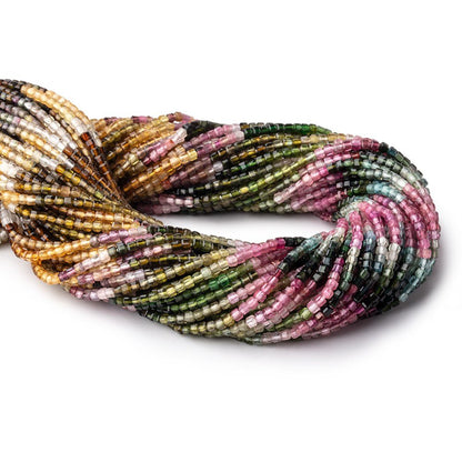2.3mm Multi Color Tourmaline Micro Faceted Cube Beads 12.5 inch 142 pieces