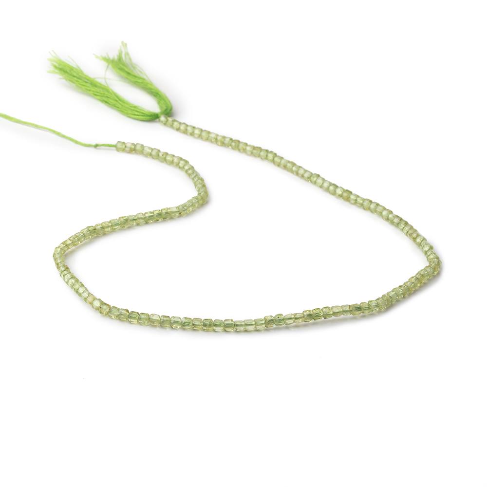 2.3mm Peridot Micro Faceted Cube Beads 12.5 inch 132 pieces