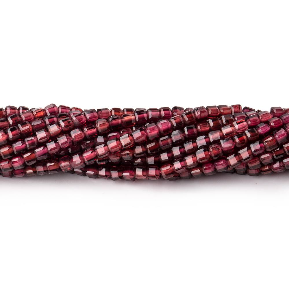 2.3mm Rhodolite Garnet Micro Faceted Cube Beads 12.5 inch 138 pieces