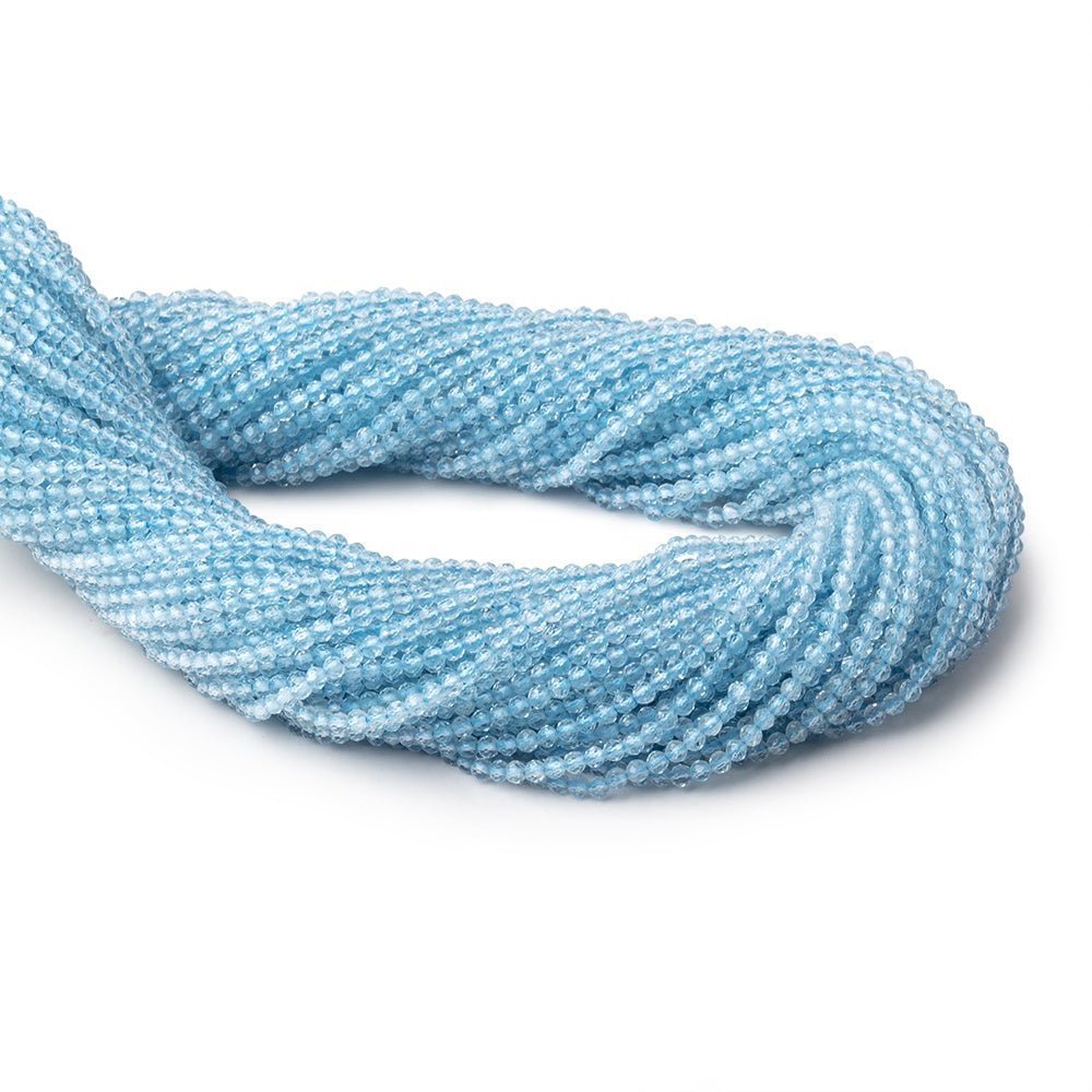 2.3mm Sky Blue Topaz Micro Faceted Round Beads 12.5 inch 144 pieces