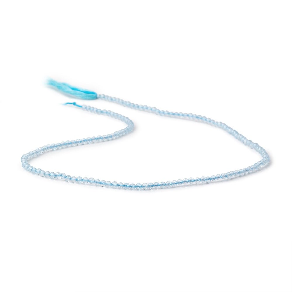 2.3mm Sky Blue Topaz Micro Faceted Round Beads 12.5 inch 144 pieces