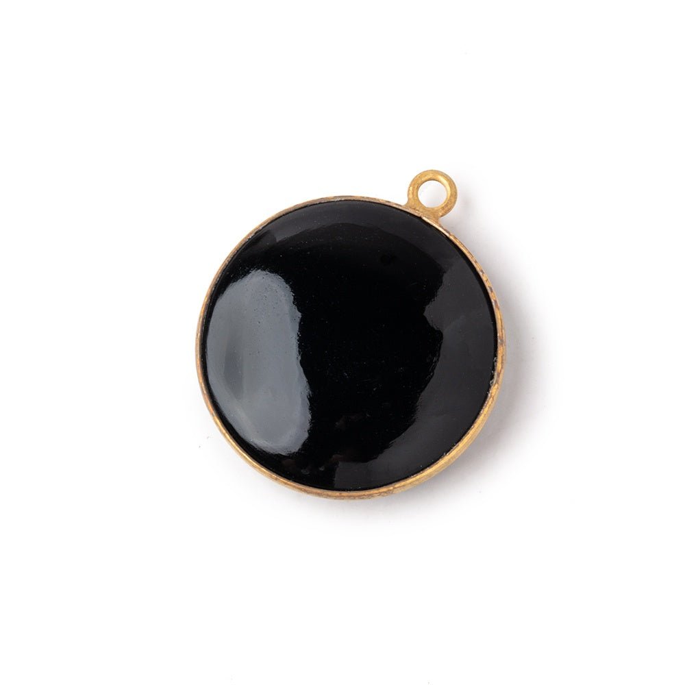 23mm Vermeil Bezel Black Onyx Plain Coin Pendant