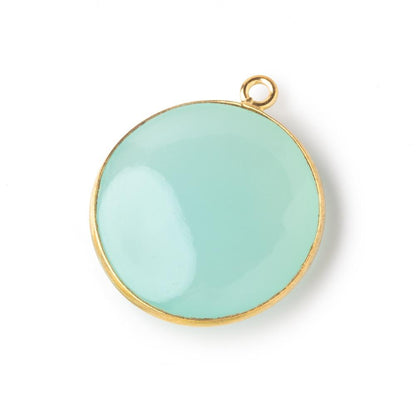23mm Vermeil Bezel Seafoam Chalcedony Plain Coin Pendant 1 piece