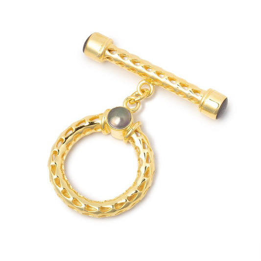 23mm Vermeil Peacock Pearl Filigree Toggle 1 piece
