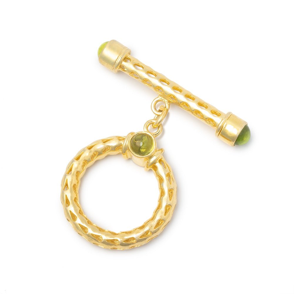 23mm Vermeil Peridot Cabochon Filigree Toggle 1 piece