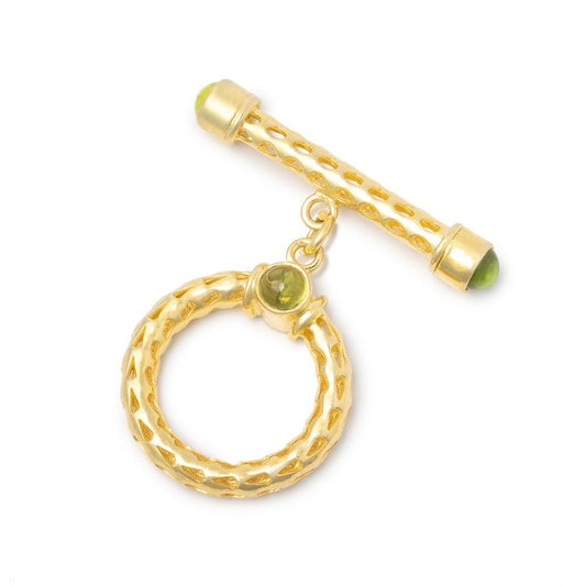 23mm Vermeil Peridot Cabochon Filigree Toggle 1 piece