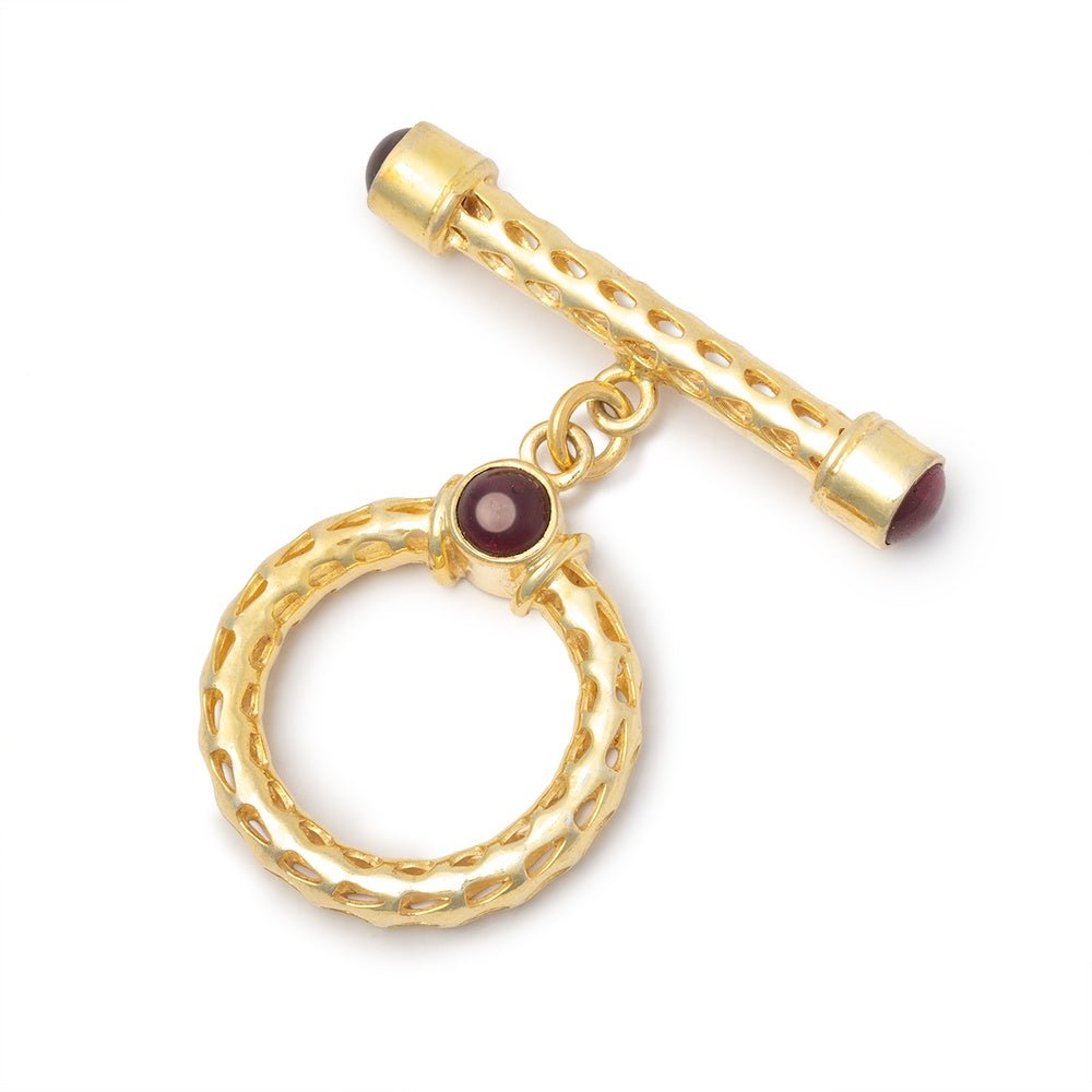 23mm Vermeil Rhodolite Garnet Filigree Toggle 1 piece