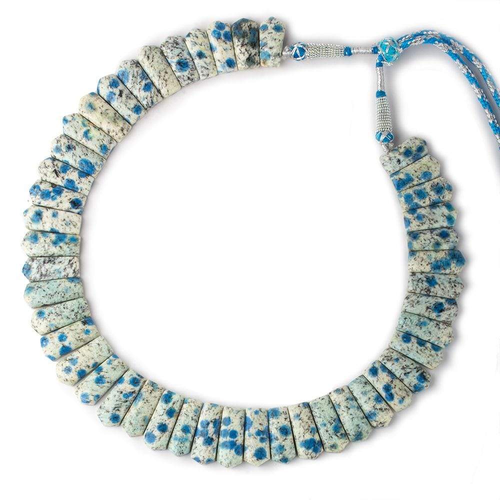 23x10-28x11mm K2 Azurite Granite "K2 Jasper" double drilled plain fancy shape collar 45 beads