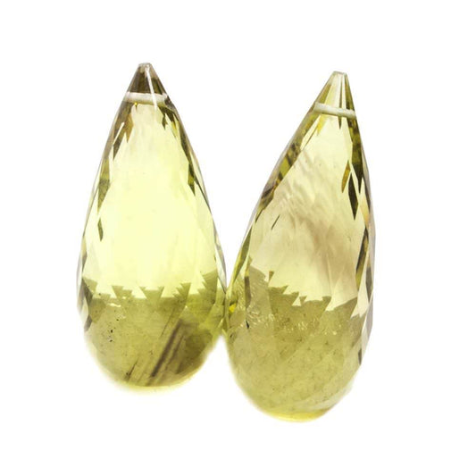 23x11-24x11mm Bi-Color Quartz Faceted Tear Drop Focal Bead Set of 2