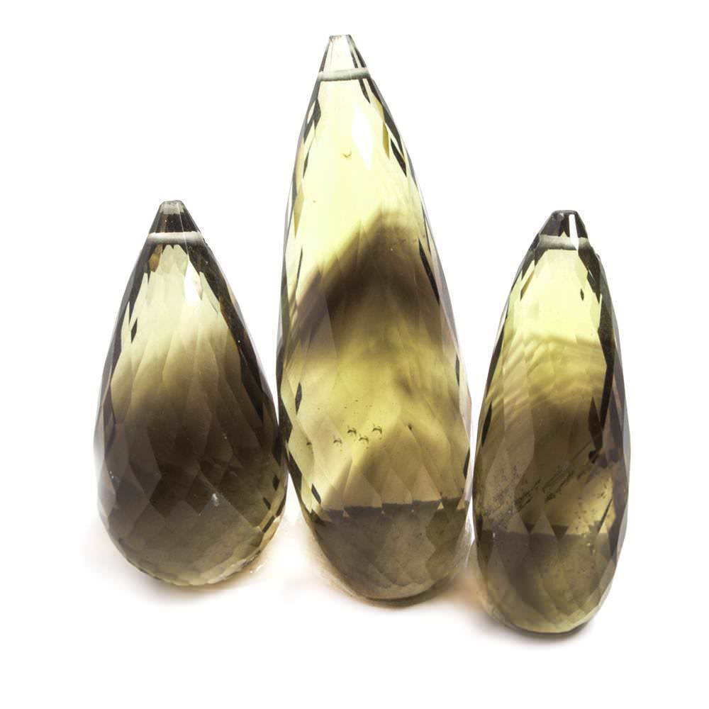 23x11-33x11mm Bi-Color Quartz Faceted Tear Drop Focal Bead Set of 3