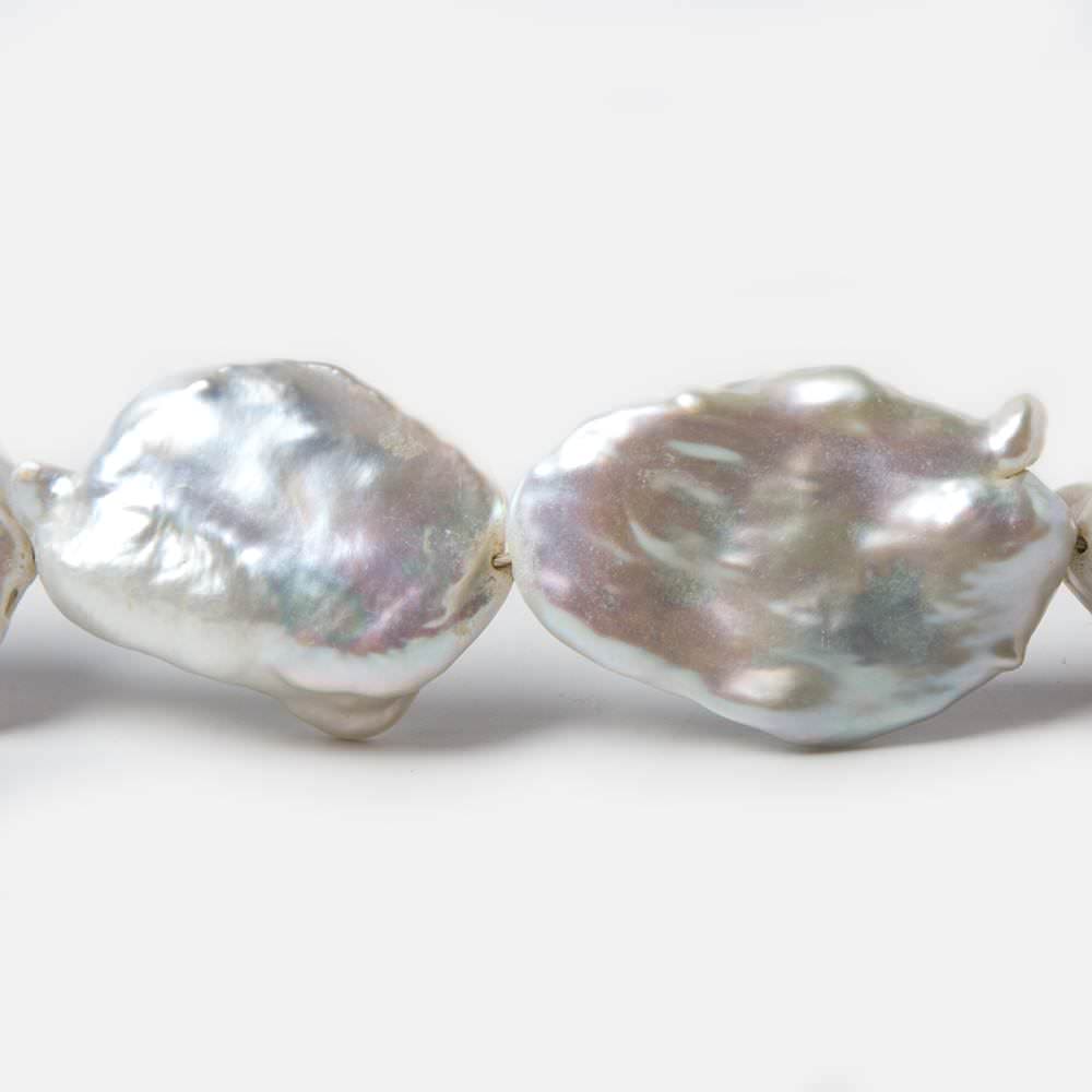 23x12x30-23x10x34mm White Rose' Souffle Freshwater Pearls 16 inch 13 pieces