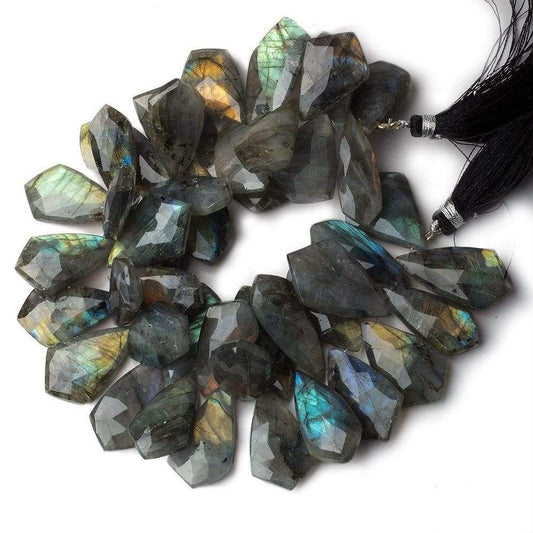 23x13-29x17mm Labradorite Faceted Shield Beads 8 inch 41 pieces AA