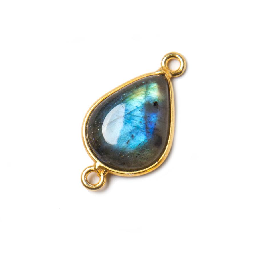 23x13mm Vermeil Bezel Labradorite Pear Cabochon Connector 1 piece