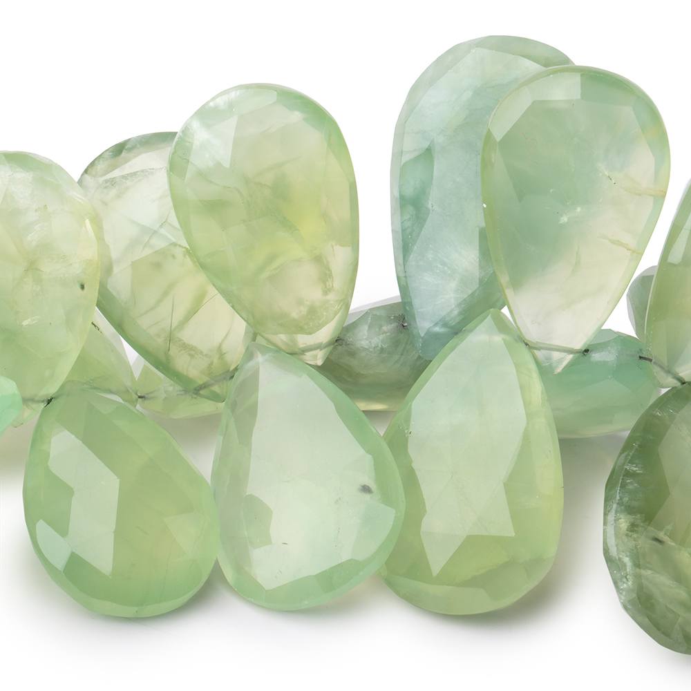 23x17-32x20mm Prehnite Faceted Pear Beads 7 inch 35 pieces