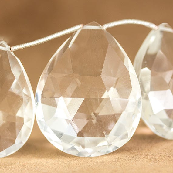 23x17-35x27mm Crystal Quartz Faceted Pears