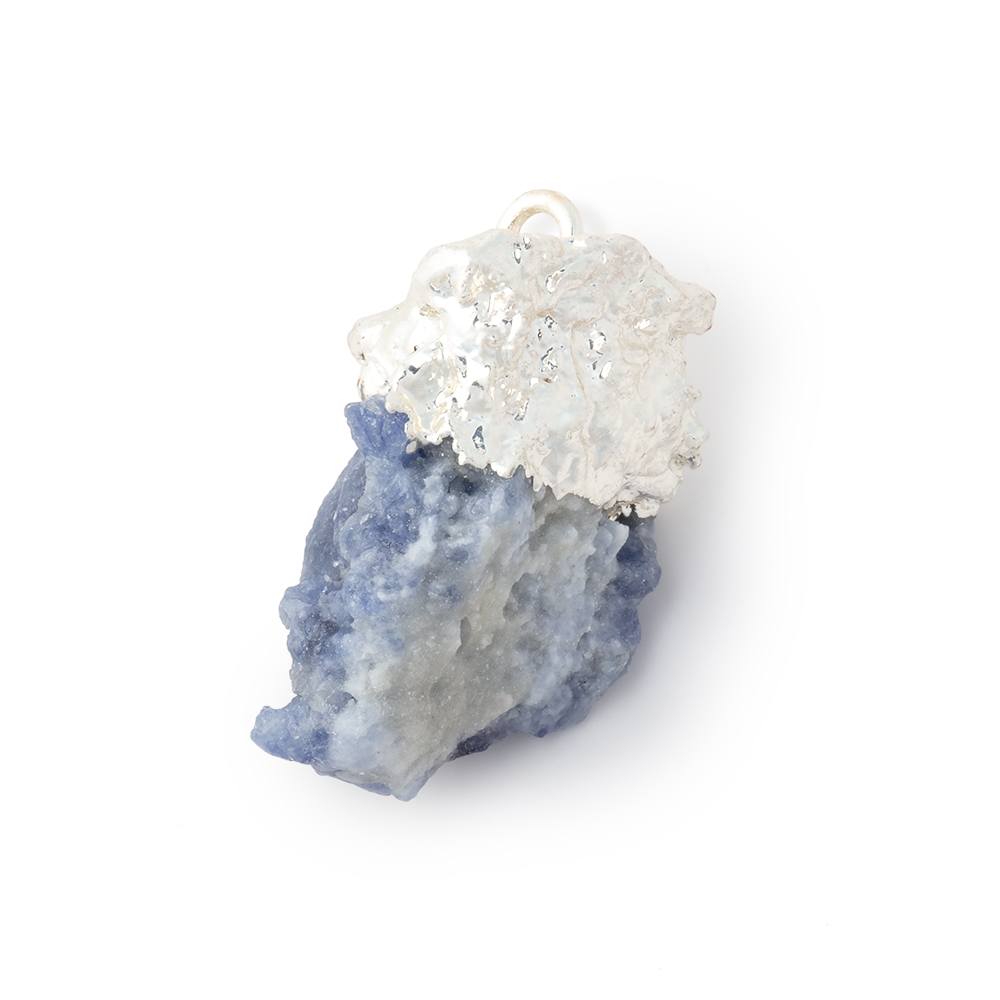 23x17mm Silver Leafed Blue Jammu Sapphire Natural Crystal 1 Pendant
