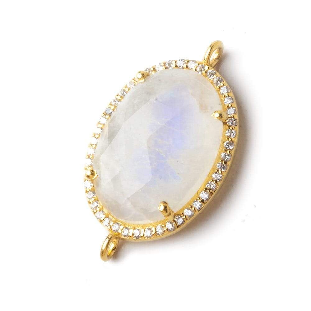 23x17mm Vermeil CZ Bezel Rainbow Moonstone Oval Connector 1 piece