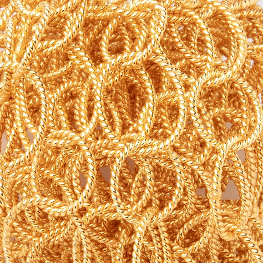 23x18mm & 16mm 22kt Gold Plated Twisted Satin Oval & Round Link Chain