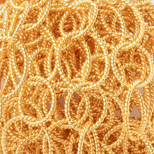 23x18mm & 16mm 22kt Gold Plated Twisted Satin Oval & Round Link Chain