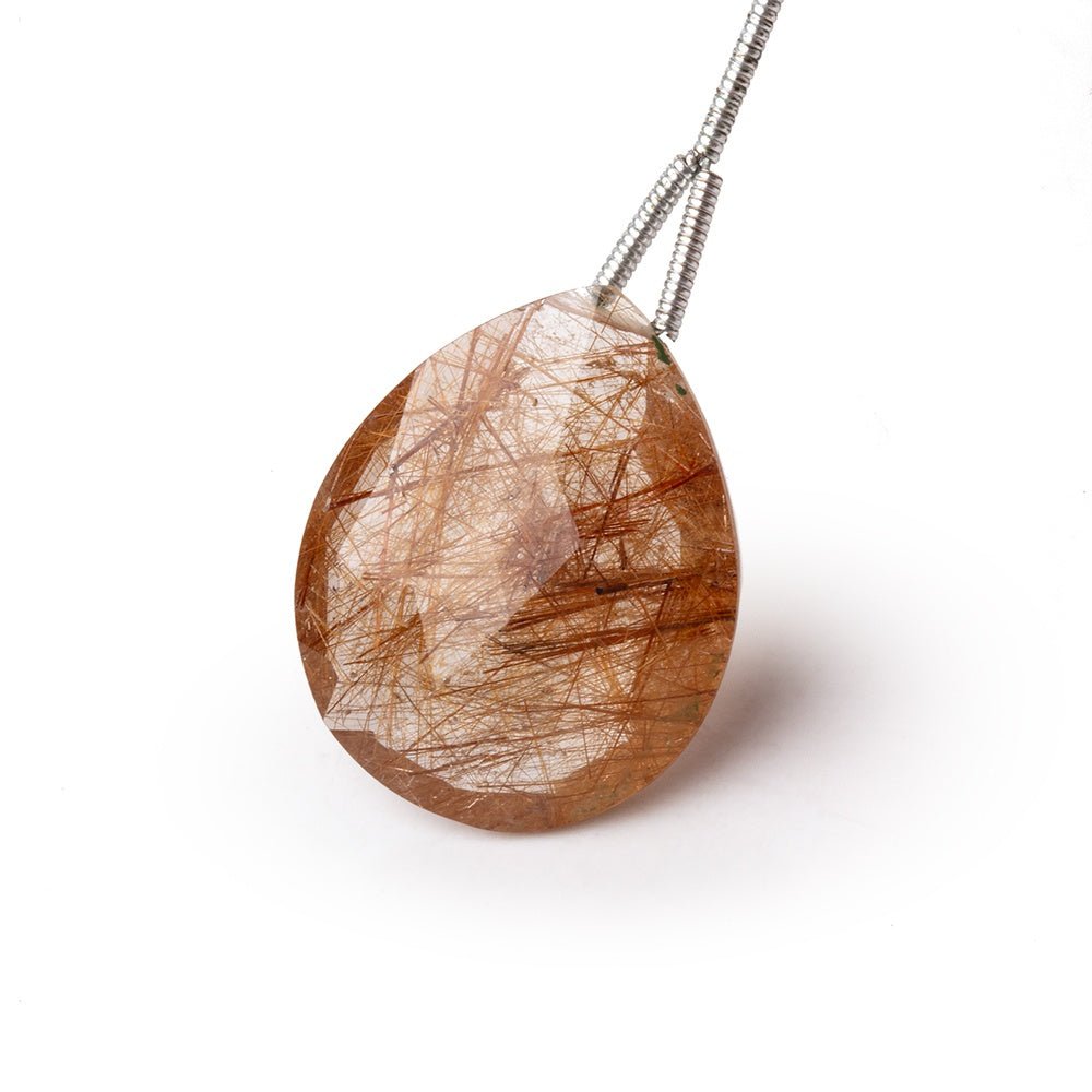 23x19mm Rutilated Quartz Faceted Pear Focal Bead 1 piece
