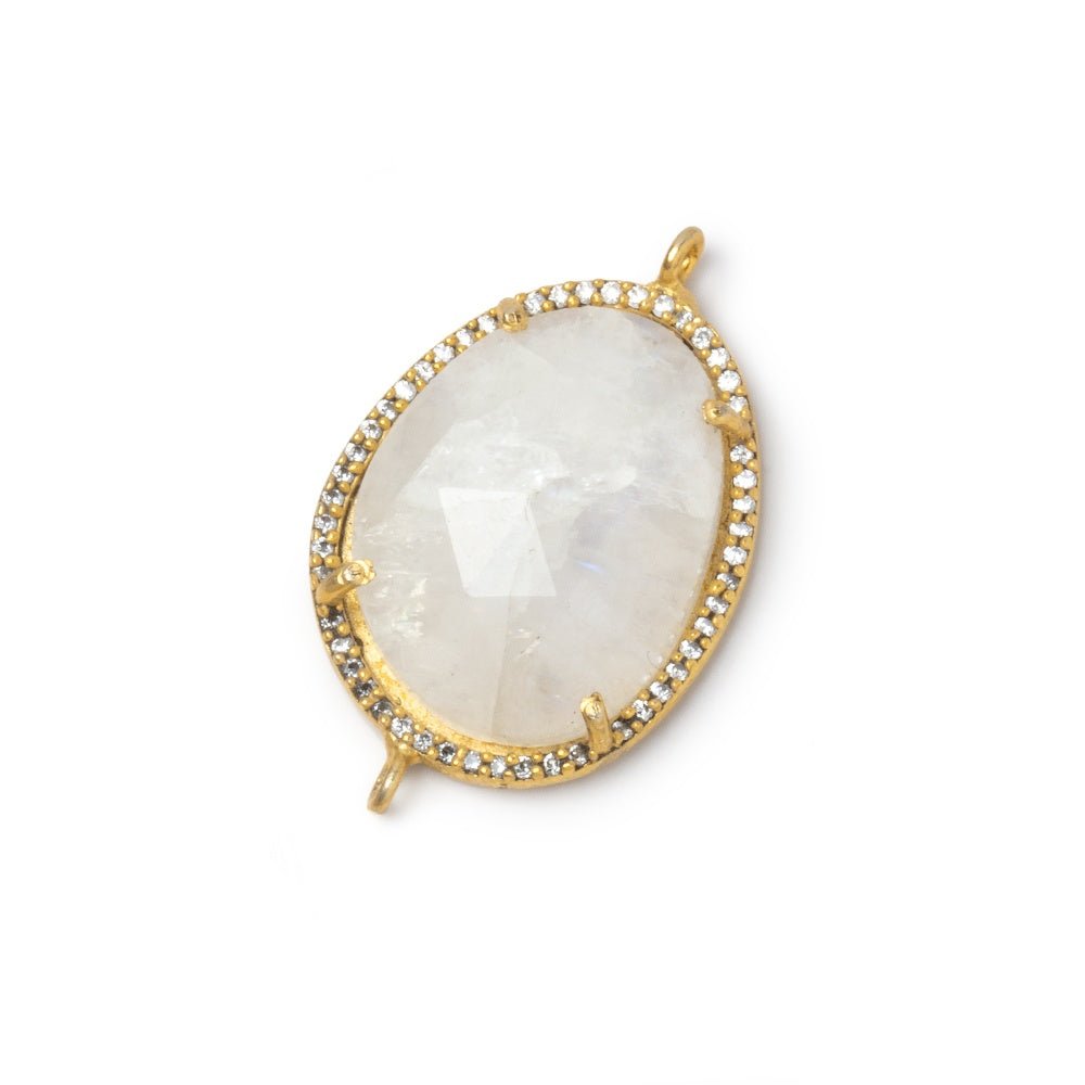 23x19mm Vermeil CZ Bezel Rainbow Moonstone Faceted Nugget Connector 1 Focal