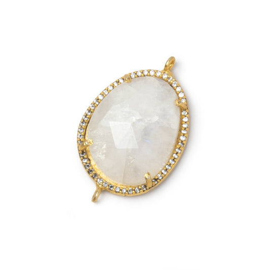 23x19mm Vermeil CZ Bezel Rainbow Moonstone Faceted Nugget Connector 1 Focal