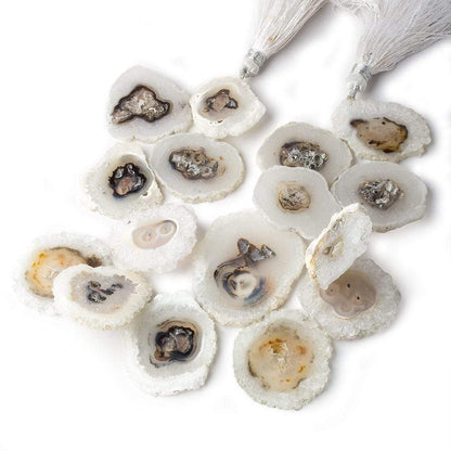 23x20-37x30mm Solar Quartz top drilled Natural Crystal Slices with Drusy Edge 8 inch 16 pieces