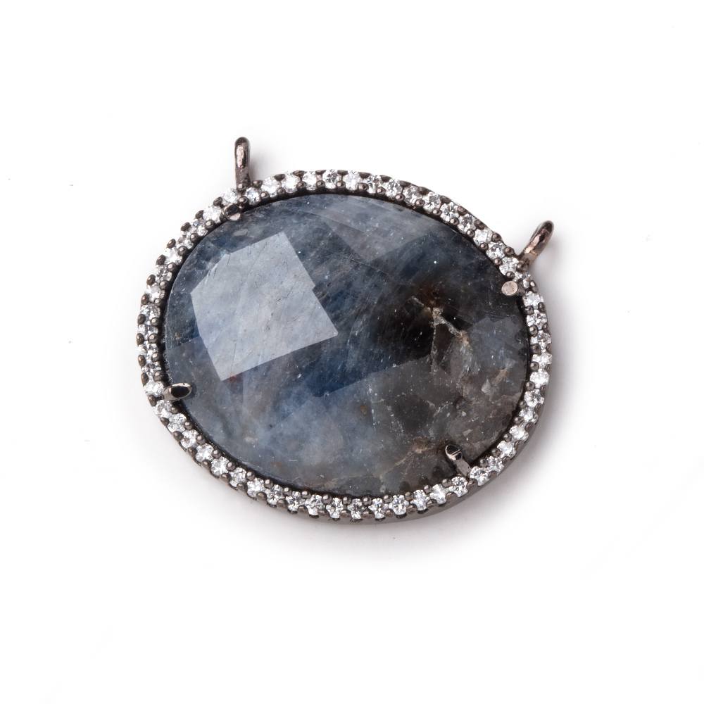 23x20mm Black Gold CZ Bezel Sapphire Oval Connector 1 Focal Bead