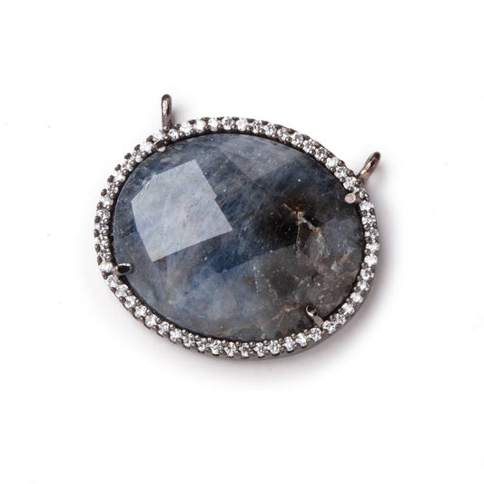 23x20mm Black Gold CZ Bezel Sapphire Oval Connector 1 Focal Bead