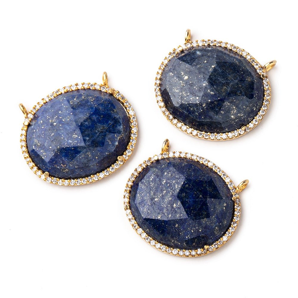 23x20mm Vermeil CZ Bezel Lapis Lazuli Oval Connector 1 Focal Bead