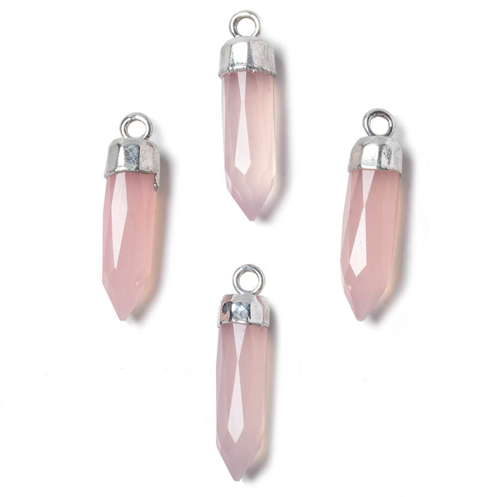 23x6mm Silver Leafed Rose Chalcedony Spike Pendants 1 piece